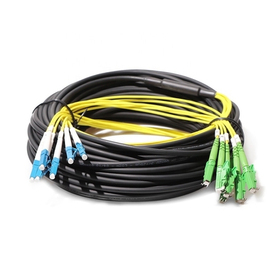 สายเคเบิลที่สิ้นสุดล่วงหน้า LC E2000/APC 6 สายเคเบิลไฟเบอร์ออปติกกลางแจ้งแบบไฟเบอร์พร้อมถุงเท้าดึง