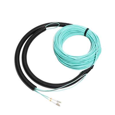 40M 2 Core OM3 มัลติโหมด LC-LC ดึงตาสายแพทช์ไฟเบอร์ออปติกแบบต่อสาย / สายผมเปีย